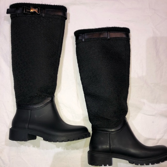 DKNY CASCADE BLACK MONOGRAM RAIN BOOT - Picture 1 of 7